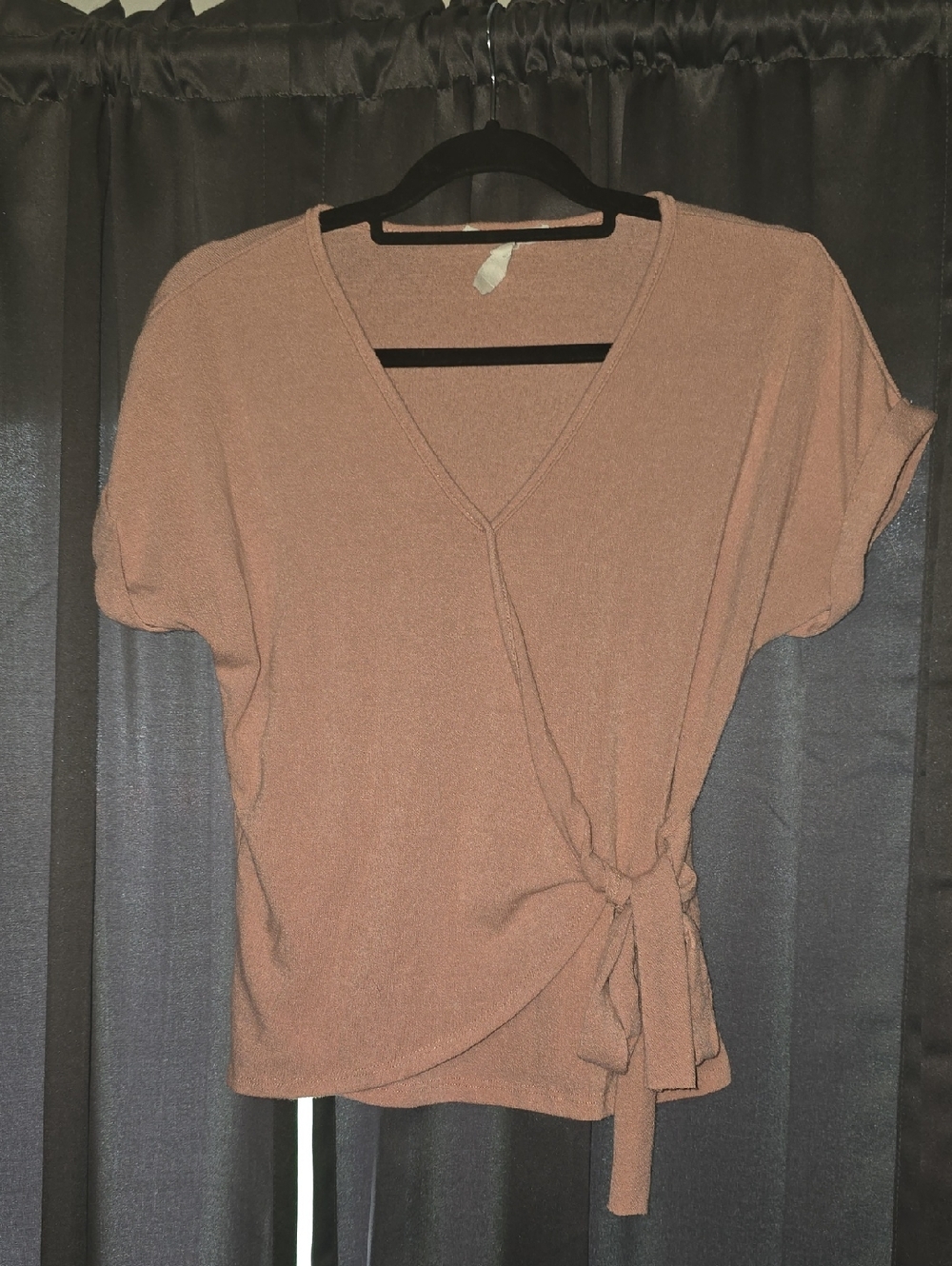 Caution To The Wind Dusty Rose Side-Tie V-Neck Top